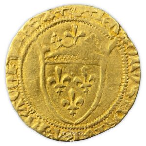 Charles VII – Demi-écu d’or à la couronne – Bordeaux-Avers
