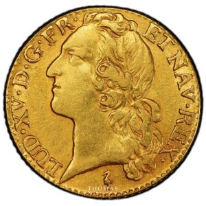 gold Louis xv or 1745 W Lille obverse