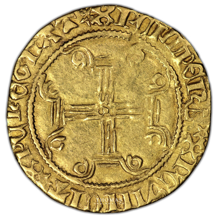 Monnaie - France Charles VII Demi-écu d'or à la couronne - Bordeaux -Rever