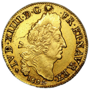 Monnaies France - Louis XIV - Double louis d'or aux 4 L - 1694 M Toulouse-Avers