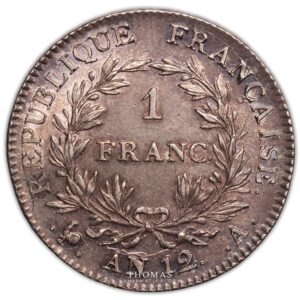 1 franc AN 12 A Napoleon reverse