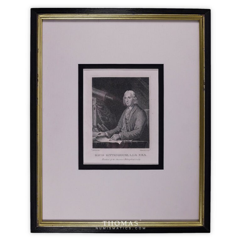 : engraving of David Rittenhouse, President of the American Philosophical Society