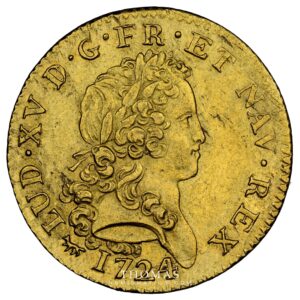 Gold double mirliton or louis xv 1724 A Paris obverse