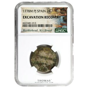 Spain - Charles III - 1778-M PJ 2 Reales - Madrid - Treasure MarbleHead Hoard  – Excavation recovery obverse