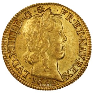 Louis XIV, France, Louis d’or à la mèche longue, 1651 A Paris-Avers
