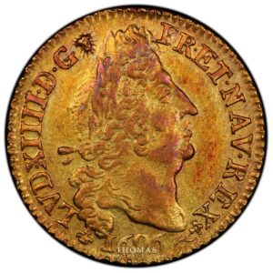 Gold Louis XIV or aux 4L - 1696 K flan neuf obverse