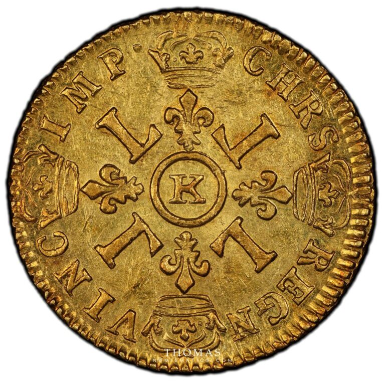 Gold Louis XIV or aux 4L - 1696 K flan neuf reverse