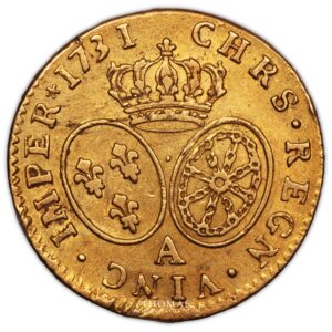 coin - France - Louis XV - Gold Louis d'or aux lunettes 1731 A Paris reverse