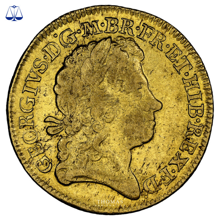 Monnaie – Grande-Bretagne George I Guinée or 1716 – NGC VF 35 – Trésor Ellerby area Hoard-Avers