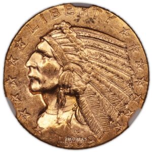 coin - United-states - gold 5 dollars 1909 D Denver NGC MS 62 obverse