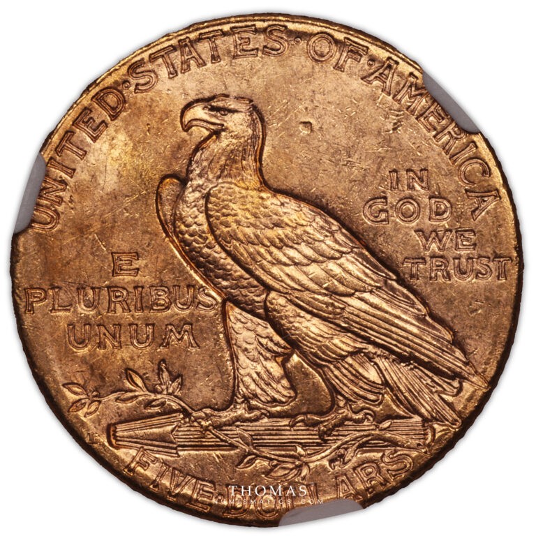 Monnaie - Etats-unis - 5 dollars 1909 D Denver NGC MS 62 revers