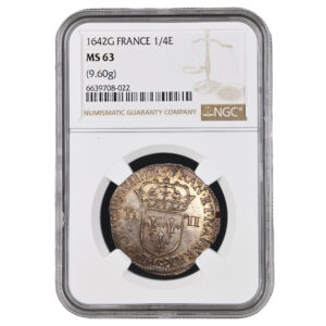 monnaie-france-louis-xiii-quart-ecu-1642-g-poitiers-ngc-ms-63-avers-Slab