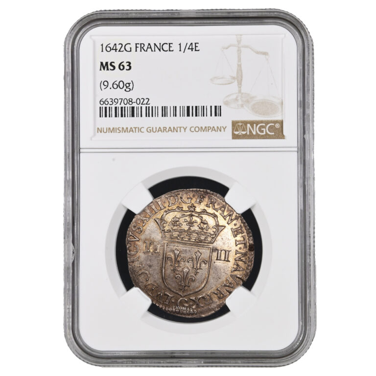 monnaie-france-louis-xiii-quart-ecu-1642-g-poitiers-ngc-ms-63-avers-Slab