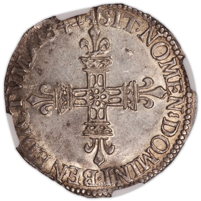 Monnaie - France Louis XIII - Quart ecu 1642 G Poitiers NGC MS 63 revers