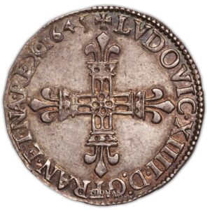 Monnaie - France Louis XIV - Quart ecu 1645 F Angers revers