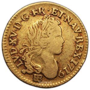 Coin - France - Louis XV - Gold Demi Louis d'or a la croix saint esprit - 1719 BB Strasbourg obverse