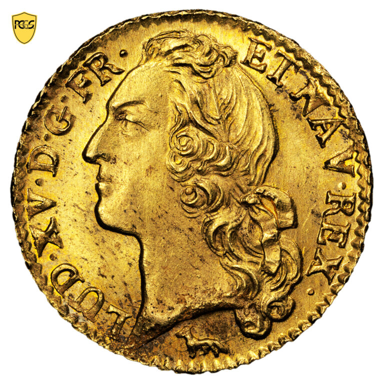Monnaie - France Louis XV - Louis d'or au bandeau 1754 A - Trésor de la rue Mouffetard - NGC MS 65-Avers