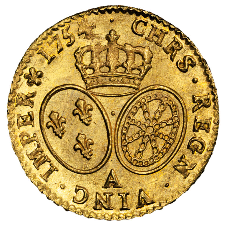 Monnaie - France Louis XV - Louis d'or au bandeau 1754 A - Trésor de la rue Mouffetard - NGC MS 65-Revers