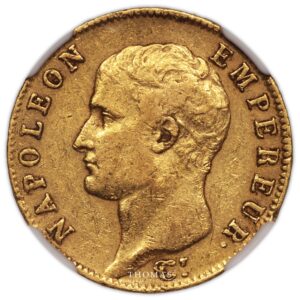 Coin - France  Napoleon I - Gold 20 francs or an 14 Q Perpignan - NGC XF 40 - 2686 examples obverse