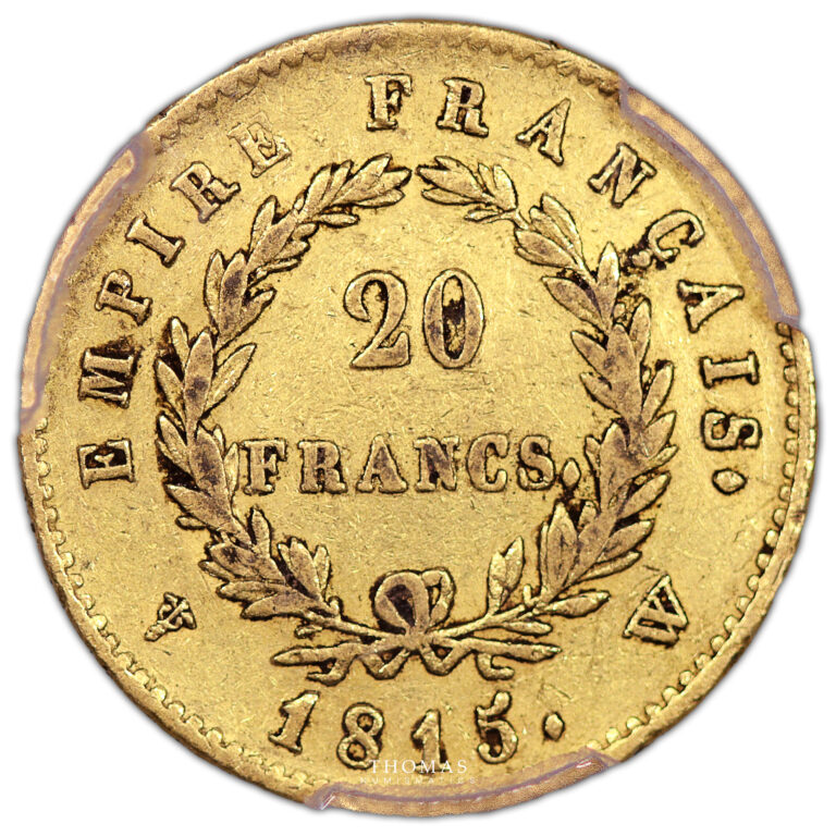 Monnaie - France Napoléon Ier 20 Francs Or 1815 W Lille - Les cent-jours - PCGS AU 50-Revers