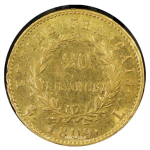 Coin - France Gold 20 Francs or 1809 L Bayonne - PCGS AU 53 - 2341 examples reverse