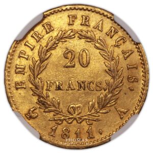 20 francs or Napoleon I NGC AU 58 rive or collection reverse