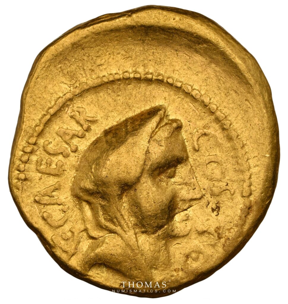 Roman Coin - Julius caesar - Gold Aureus - Roma - NGC choice Fine - 46 ...