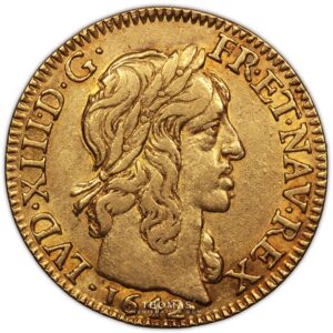 Coin - France  Louis XIII - Gold - Louis d'or mèche mi longue 1642 A Paris variety VINC star obverse