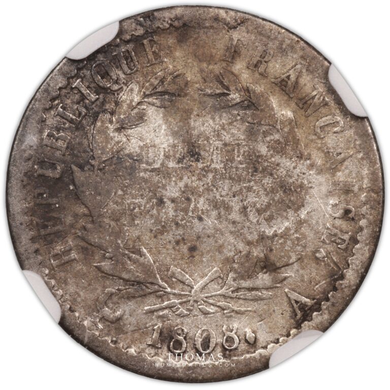 Napoleon I - demi franc 1808 A paris trésor central NGC america revers-2