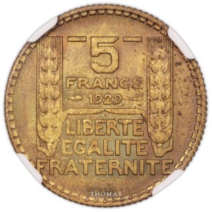 5 F Turin 1929 ESSAI bronze-alu FDC NGC MS65 revers