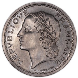 5 francs Lavrillier 1933 aluminium avers
