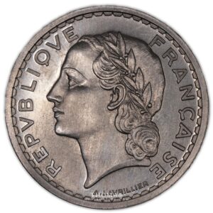 5 francs Lavrillier 1933 aluminium obverse