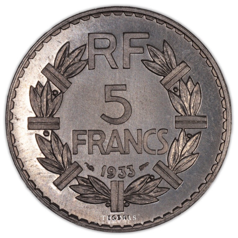 5 francs Lavrillier 1933 aluminium revers