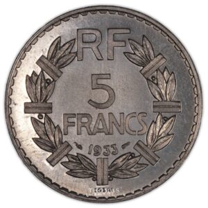 5 francs Lavrillier 1933 aluminium reverse