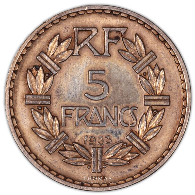 5 francs Lavrillier silver 1933 reverse