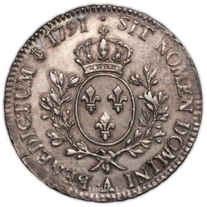 Coin - France  Louis XVI Ecu aux branches d'olivier 1791 A Paris - Leopard on heron reverse