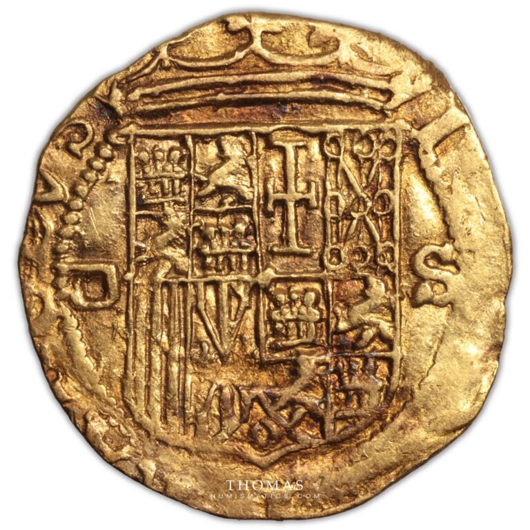 Coin - Spain - Charles and Johanna– escudo gold – sevilla - Kempen Treasure Hoard obverse