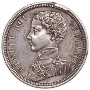 Henri V double piefort 2 francs argent 1832 avers