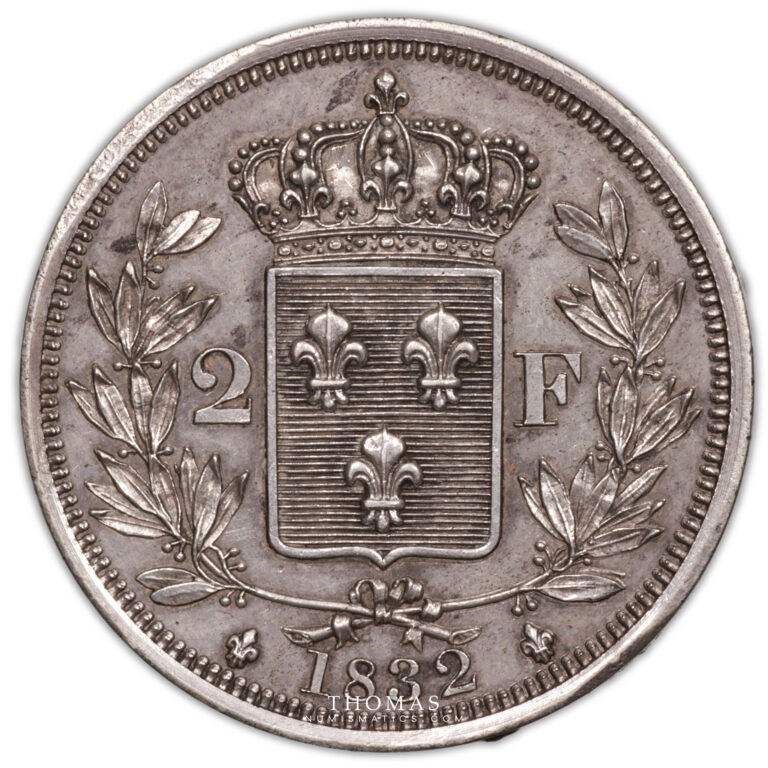 Henri V double piefort 2 francs argent 1832 revers