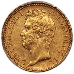 Gold 20 francs or Louis philippe I - PCGS AU 58 obverse