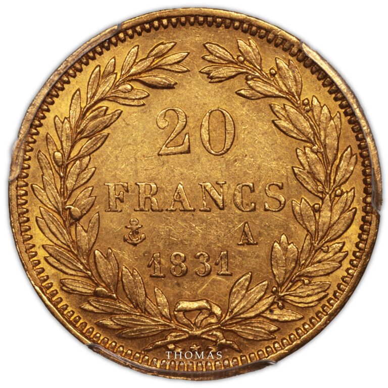 Gold 20 francs or Louis philippe I - PCGS AU 58 reverse