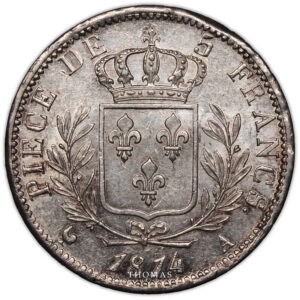 5 francs Louis XVIII 1814 A revers