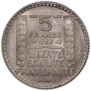 5 francs Turin 1929 essai nickel revers