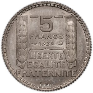 5 francs Turin 1929 Pattern essai nickel reverse