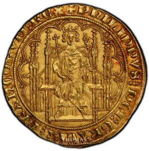 gold chaise dor philippe VI PCGS MS 62 obverse