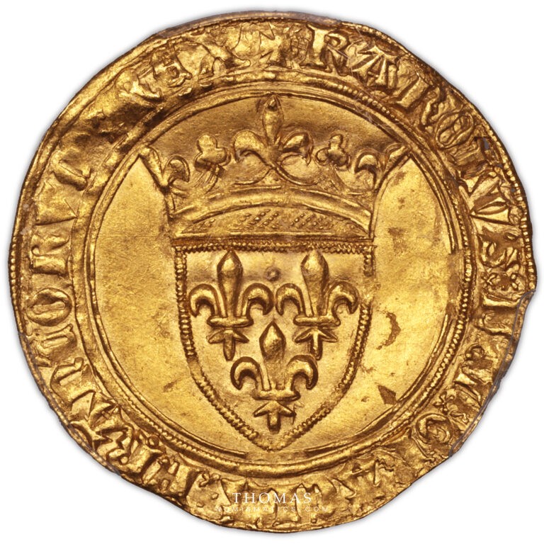 Charles VI ecu or à la couronne pcgs ms 62 avers