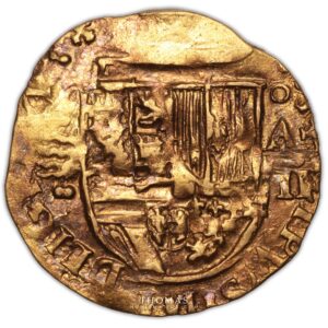 Felipe ii - gold cob 2 escudos - Valladolid - kempen treasure hoard-1