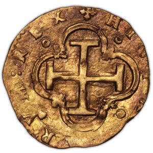 Felipe ii - gold cob 2 escudos - Valladolid - kempen treasure hoard-2