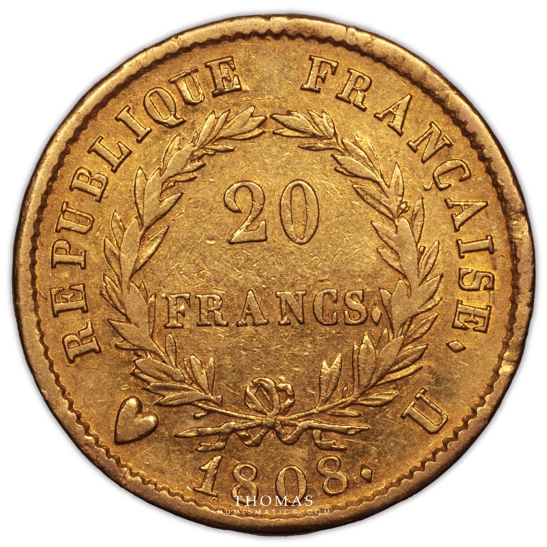 Napoleon I - 20 francs or 1808 U Turin - revers
