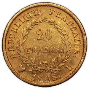 Napoleon I - 20 francs or 1808 U Turin - reverse